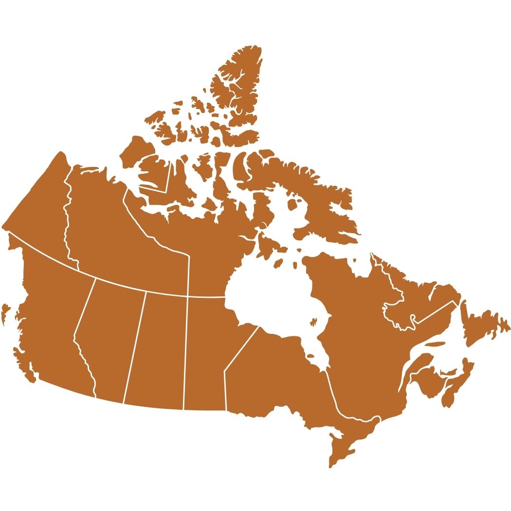 Stylized pink map representing Canadian identity